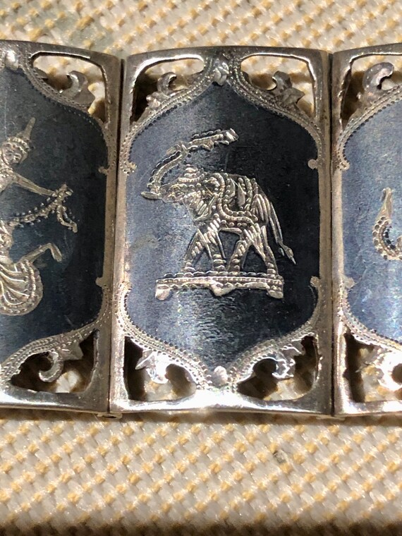 Siam, 3 Sterling Silver Bracelets, Nielloware, Ni… - image 7