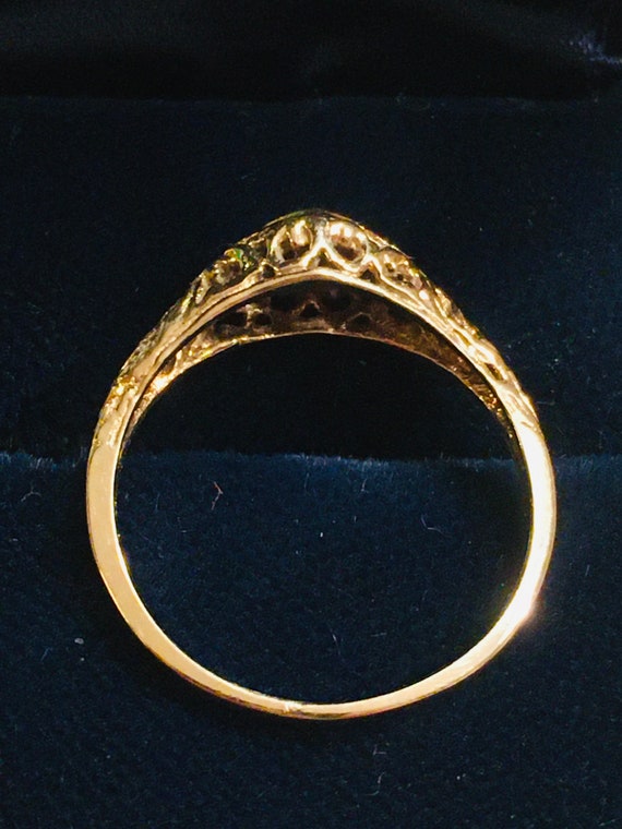 14kt heart shape gold diamond ring, vintage, hear… - image 6