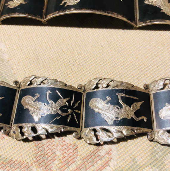 Siam, 3 Sterling Silver Bracelets, Nielloware, Ni… - image 2