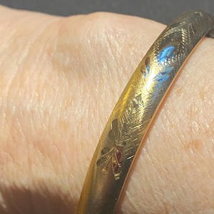 bangle bracelet hand engraved vintage, brand new in box, gold overlay