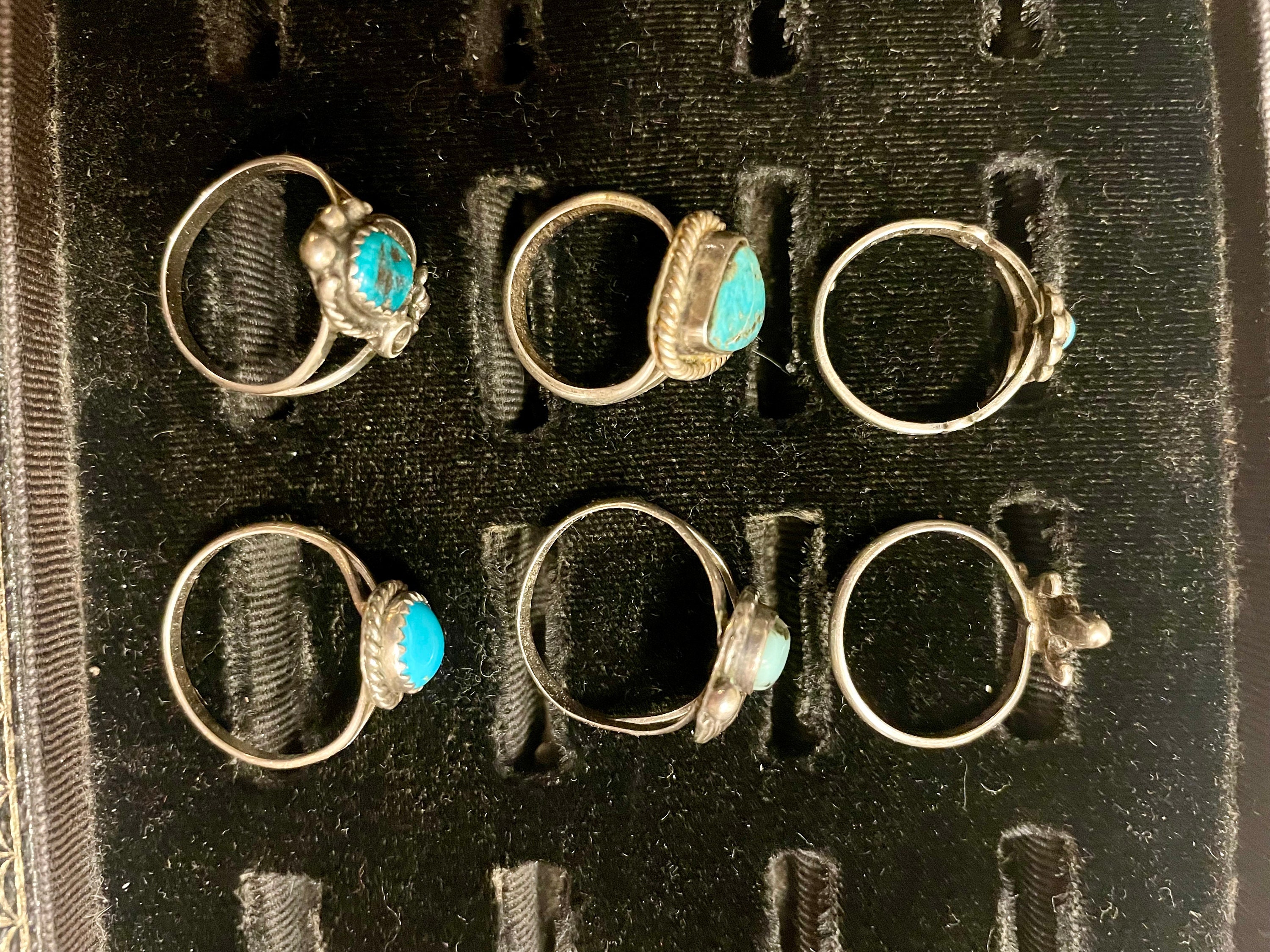 Turquoise and Silver Rings, Native American, Southwestern