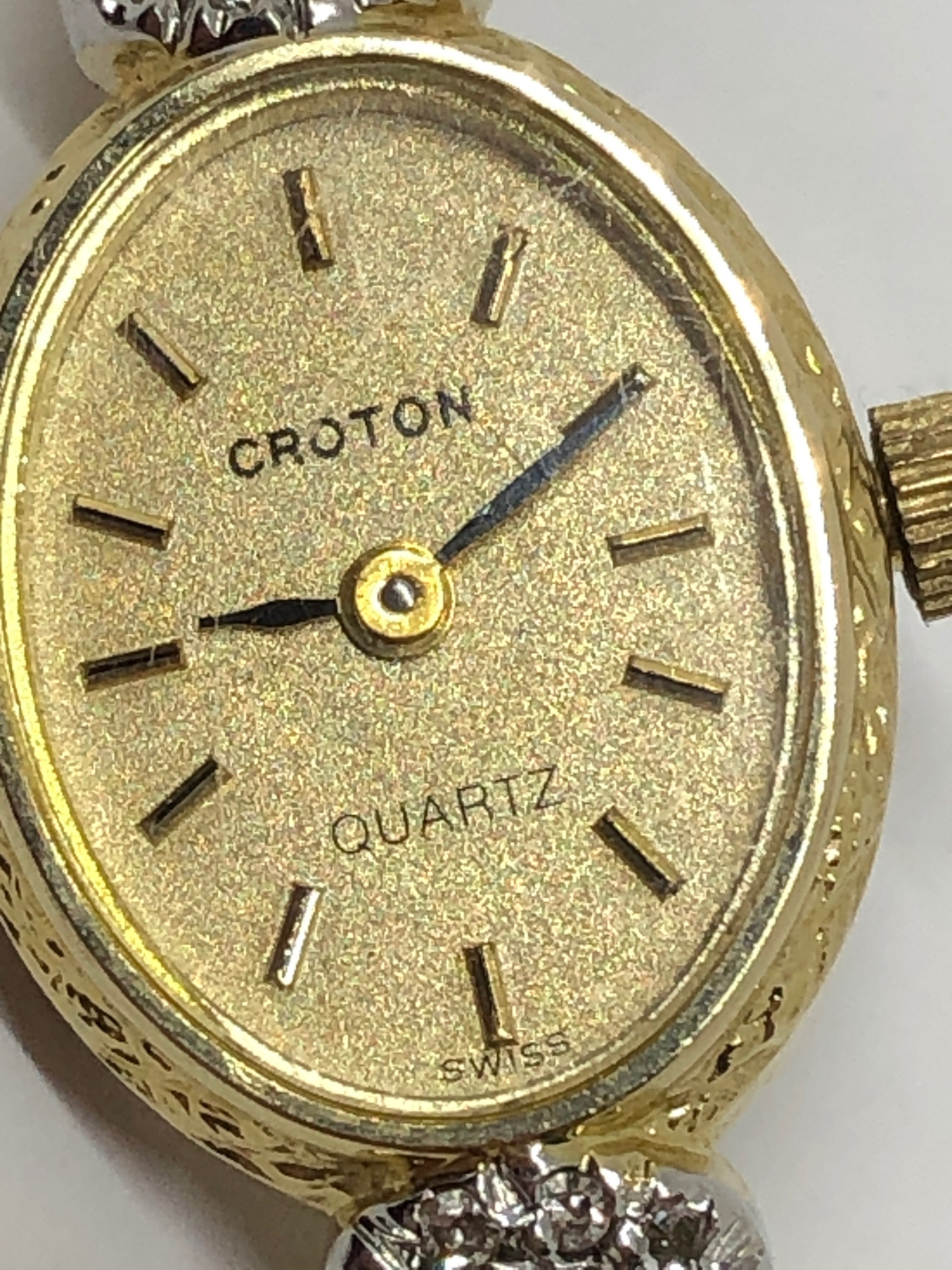 Watch, Diamond, 14k, Gold ,ladies, Woman's , Swiss, Croton Watch, Diamond, 14k, Gold ,ladies, Woman's , Swiss, Croton