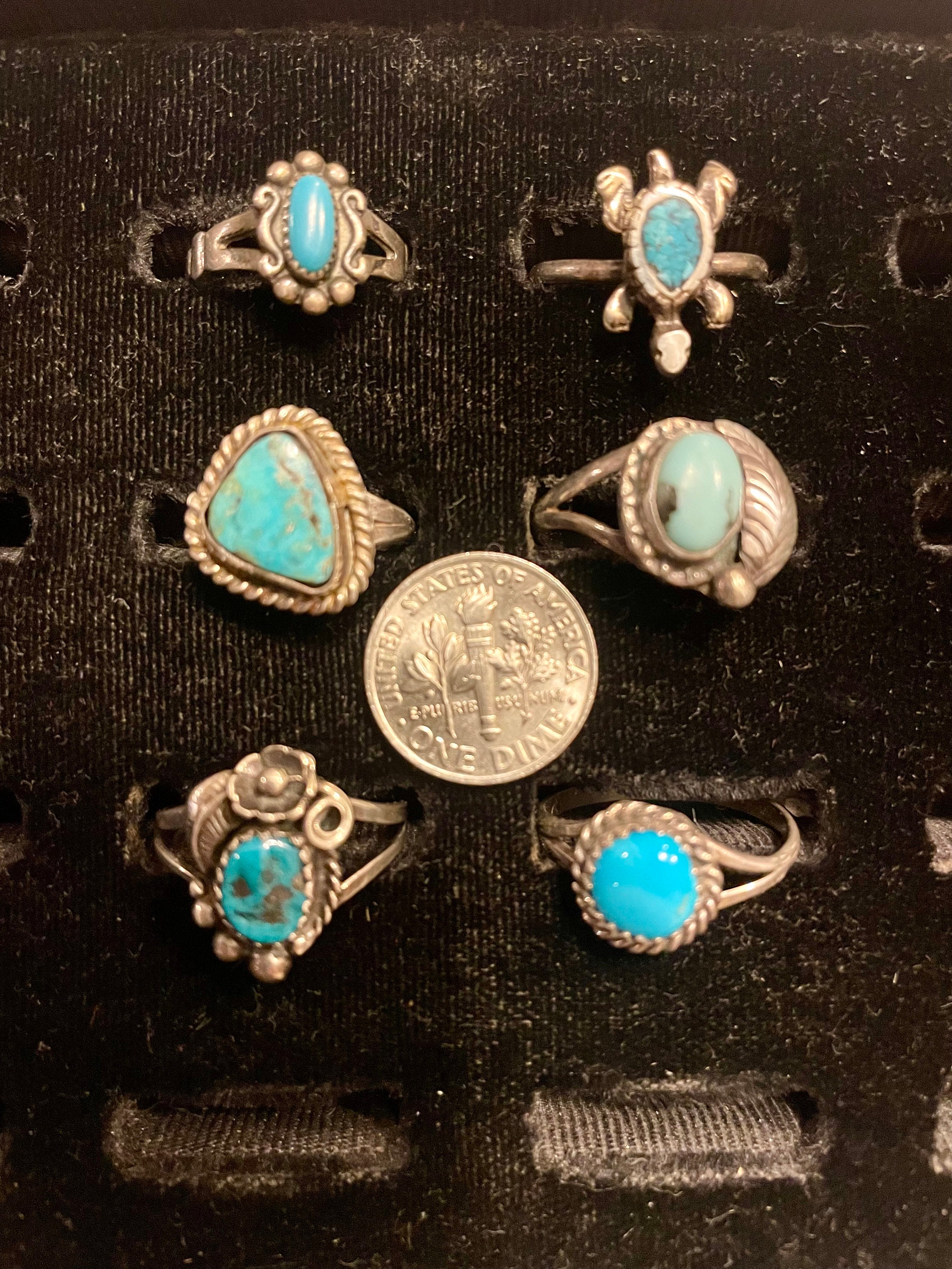 Turquoise and Silver Rings, Native American, Southwestern