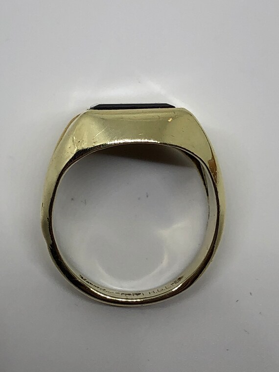 Black onyx ring, size 7 1/2, 18kt HGE, gold clad,… - image 7