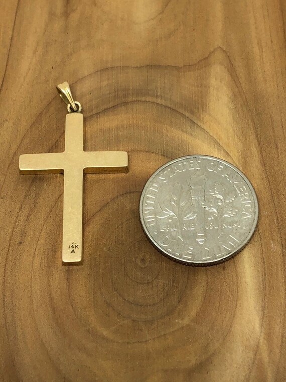 Cross, pendant/necklace,14kt yellow gold, hand en… - image 3