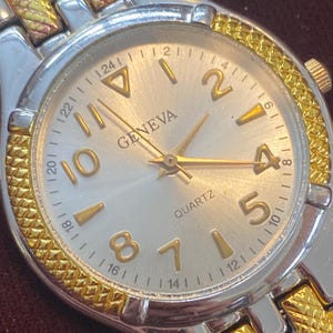 Watch, Geneva, New Battery , Gold Dm &silver Tone, 7.5  display picture 3