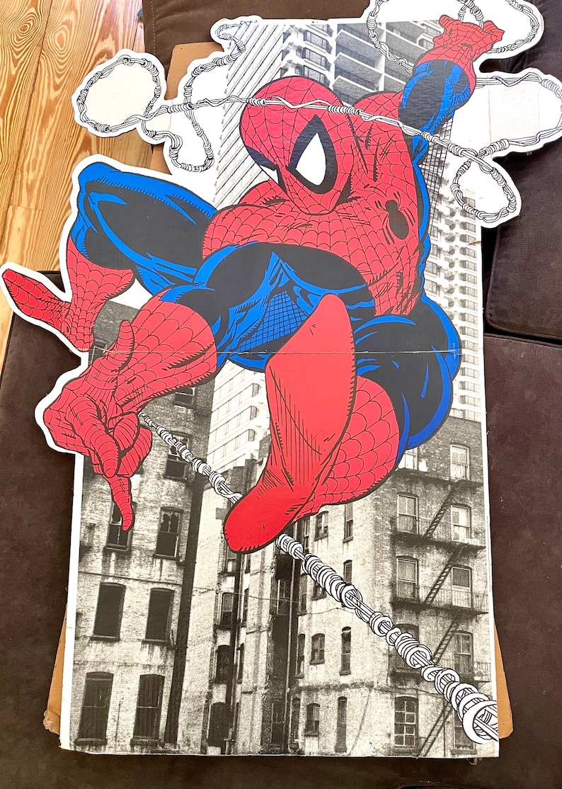 Spider-man Todd McFarlane theater standee cardboard poster,rare late 1980’s, great condition from comic book store, bright & clean.Spiderman afbeelding 3