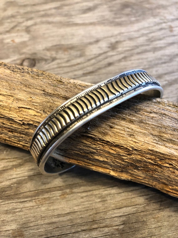 B. Morgan 14k Gold and Sterling Cuff, Navajo Silve