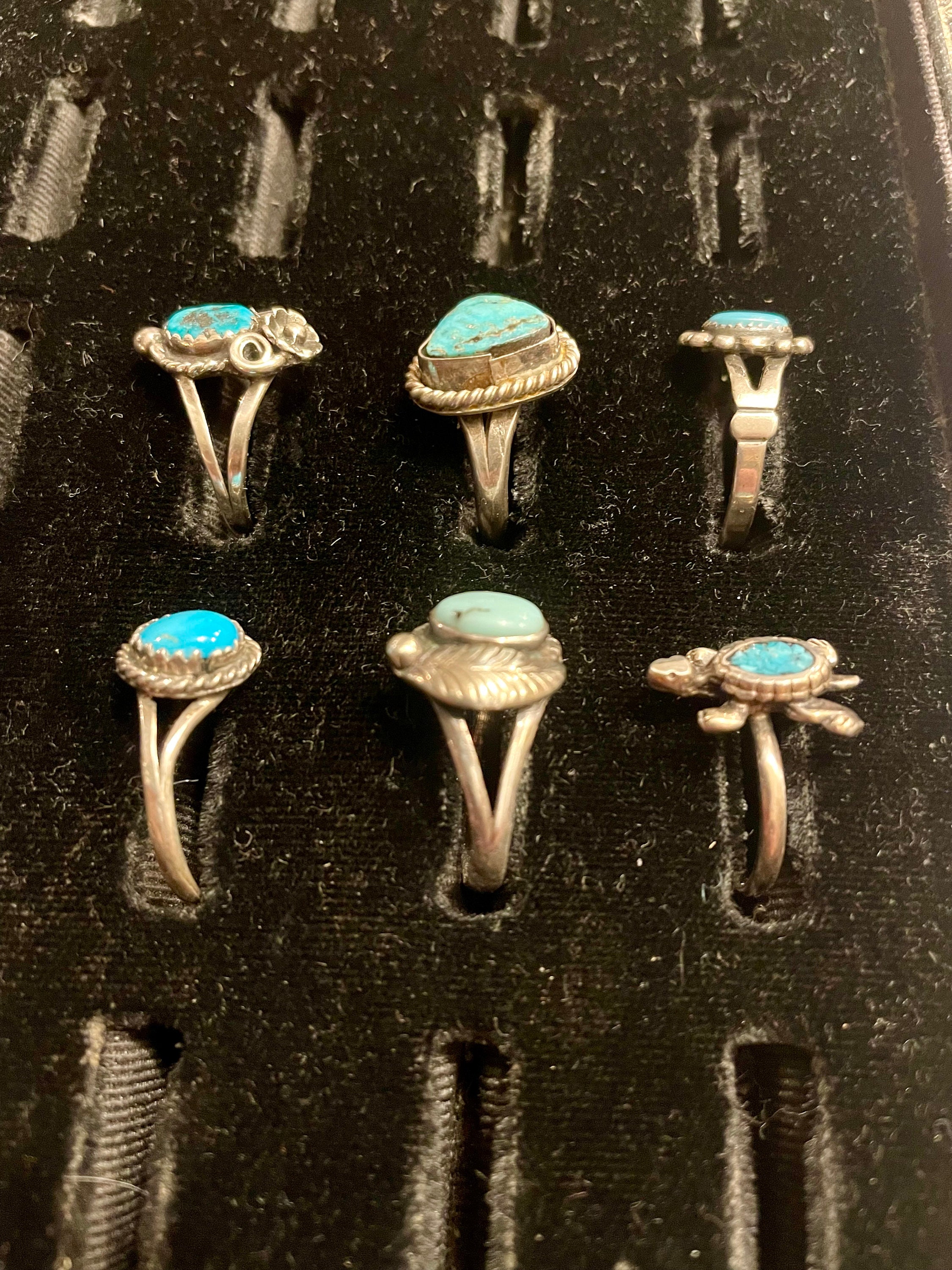 Turquoise and Silver Rings, Native American, Southwestern