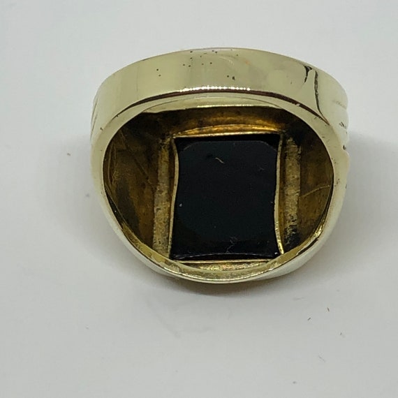 Black onyx ring, size 7 1/2, 18kt HGE, gold clad,… - image 6