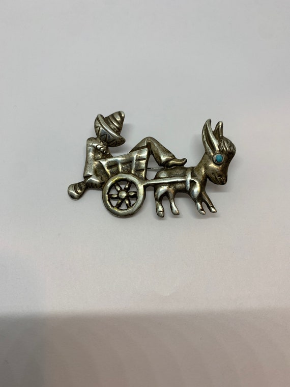 Donkey, cart, 925, sterling silver, sombrero, turq