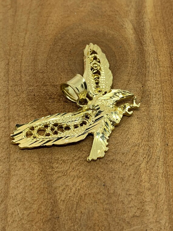 Eagle pendant, 14kt yellow gold, soaring eagle, p… - image 2