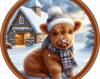 Winter Highland Cow