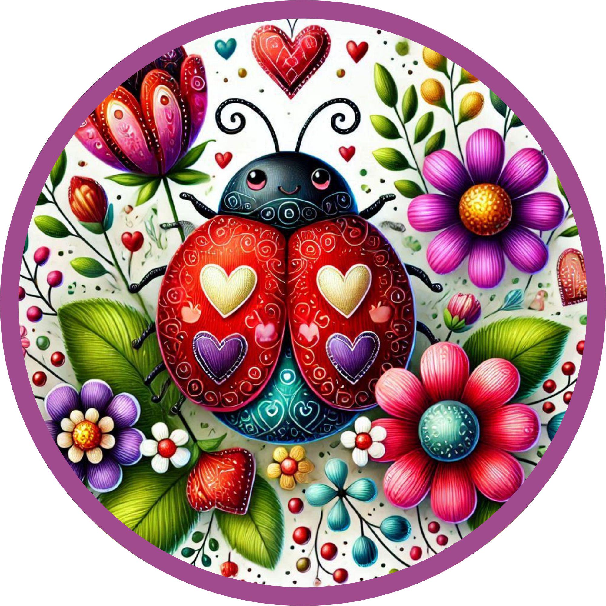 Whimsical Ladybug & Floral Metal Sign – Vibrant Garden Wall Art - Etsy