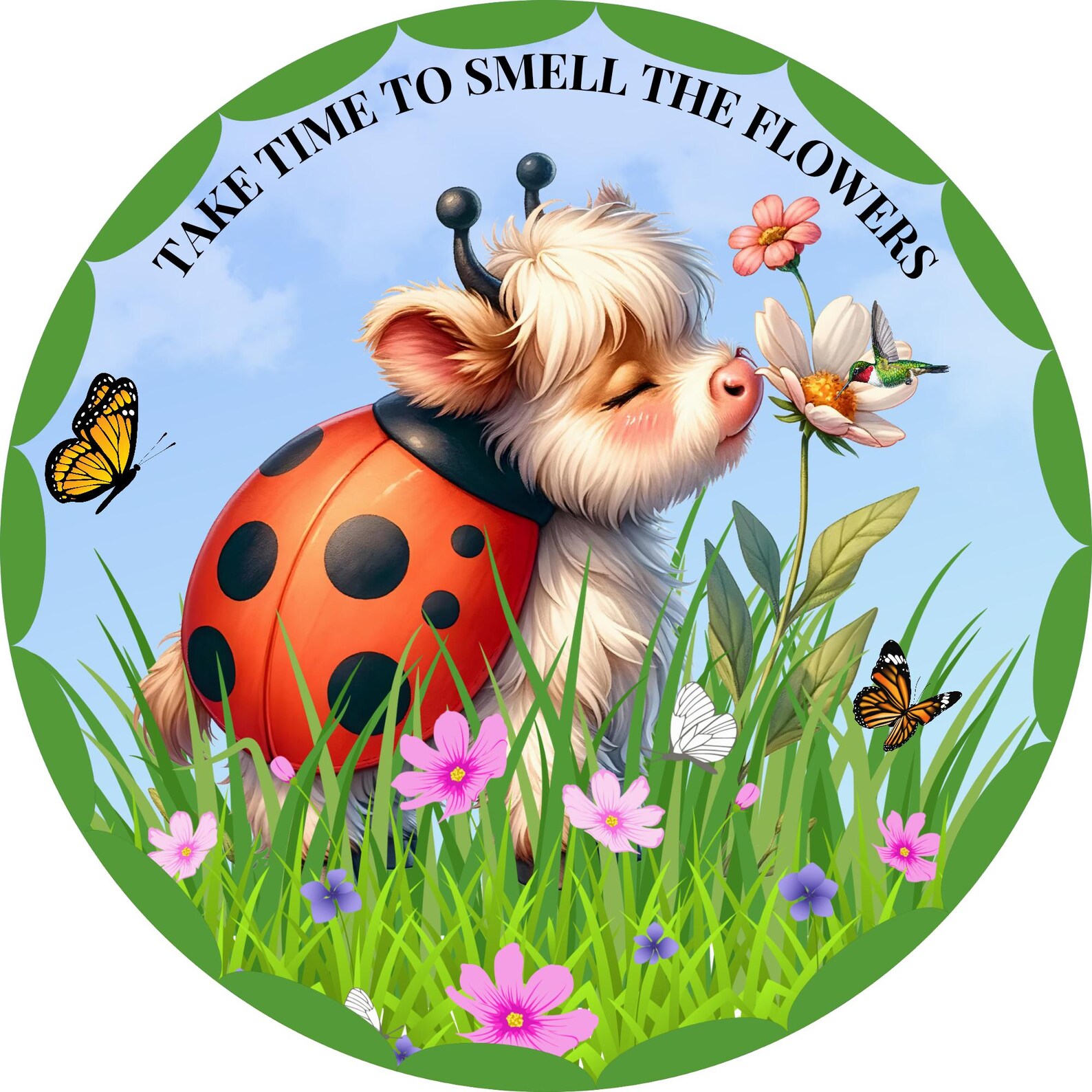 Cute Ladybug Cow Metal Wreath Sign • Spring Farmhouse Door Decor • Take ...