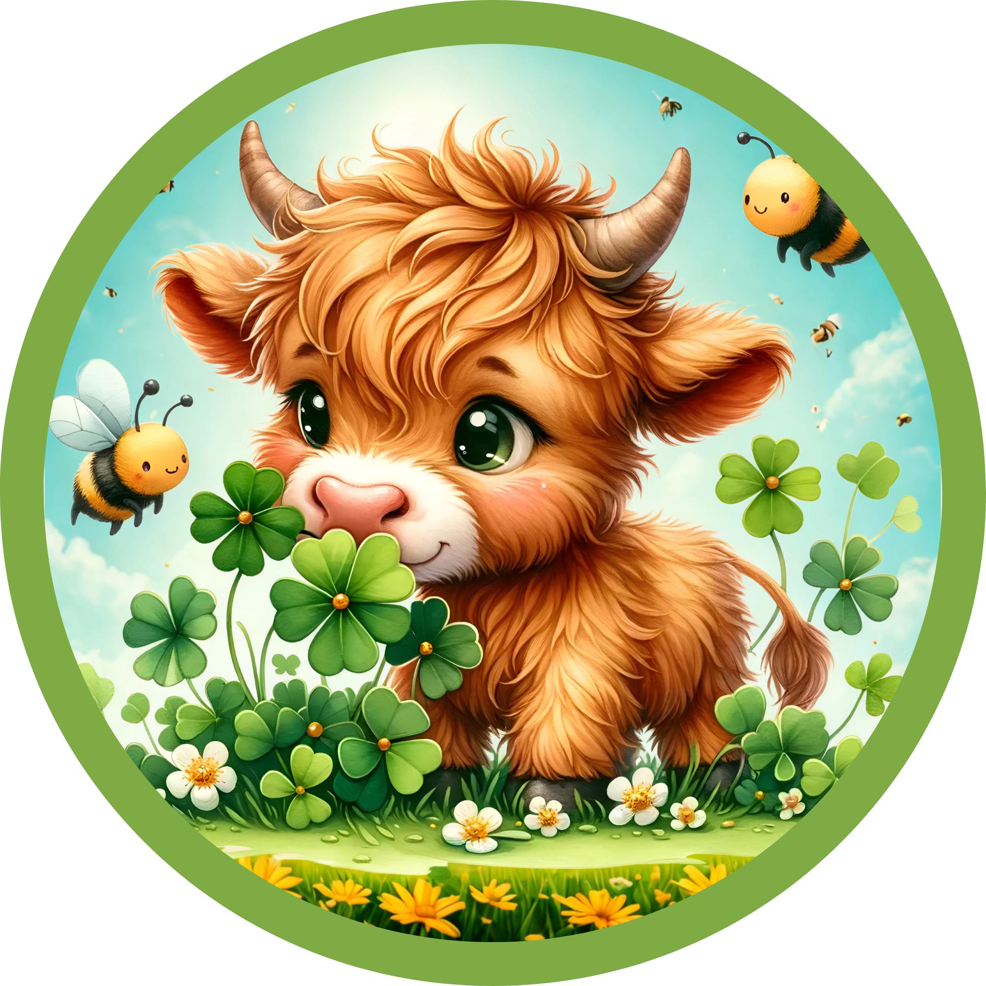Cute Baby Cow & Bee Metal Wreath Sign – Whimsical Spring Farm Decor ...