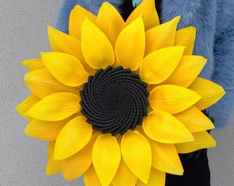Cabeça de girassol gigante de espuma amarela para decoração de eventos (40 cm - 100 cm)