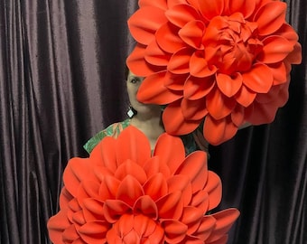 Flor gigante de dália vermelha de espuma, ideal para painel de fundo de casamento, decoração de eventos e arranjo floral (70 cm)