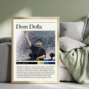 Dom Dolla Poster – House Music Wall Art | Digital & Print Sizes A5 to A0 | Framed DJ Decor for EDM and Festival Lovers