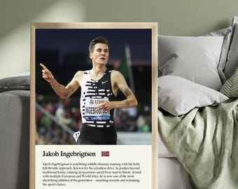Jakob Ingebrigtsen - Norwegian Middle-Distance Running Legend Wall Art - 1500m, 5000m, 5k - Iconic Athletics Poster / Print / Wall Art