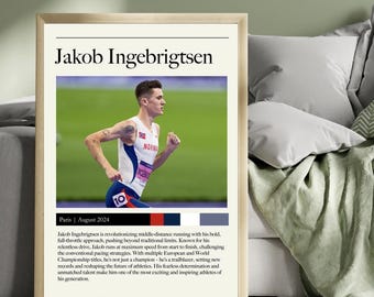 Jakob Ingebrigtsen - Norwegian Middle-Distance Running Legend Wall Art - 1500m, 5000m, 5k - Iconic Athletics Poster / Print / Wall Art