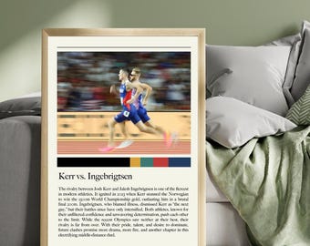 Josh Kerr vs Jakob Ingebrigtsen Rivalry Poster | 1500m Track and Field Running Battle | Iconic Athletics Wall Art / Poster / Print