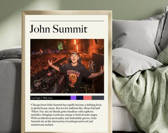 John Summit Poster – Tech House Music Wall Art | Sizes A5 to A0 + Digital | Framed DJ Print for Club & Festival Fans