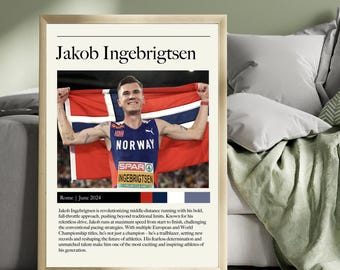 Jakob Ingebrigtsen - Norwegian Middle-Distance Running Legend Wall Art - 1500m, 5000m, 5k - Iconic Athletics Poster / Print / Wall Art