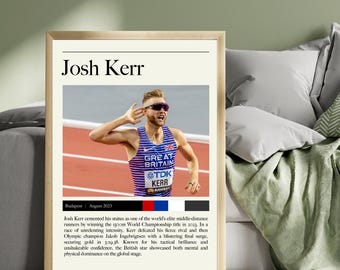 Josh Kerr - British 1500m Running Wall Art - World Championships 2023 Gold Medal - Iconic Athletics Poster / Print / Wall Art