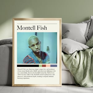 Impresión de música pop soul alternativa de Montell Fish: póster de arte de pared de galería personalizado