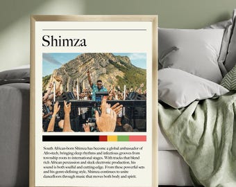 Shimza Poster – Afro Tech House Wall Art | A5 – A0 Print and Digital Download | African Electronic DJ Music Decor | Framed Option Available