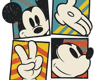 Retro Mickey Mouse SVG, Vintage Disney PNG, T-Shirt Design (Digital Download)