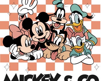 Retro Mickey and Friends PNG SVG, Vintage Disney Clipart (Digital Download)