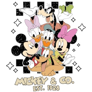 Mickey Co. Est 1928 SVG, Vintage Disney PNG,Retro Mickey & Friends PNG,Vintage Disney Digital Download,Mickey Mouse Clipart