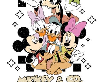 Vintage Mickey and Friends PNG SVG, Retro Disney Clipart (Digital Download)