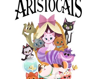 Aristocats Svg, The Walt Disney Aristocats SVG, Marie, Duchess, Berlioz, Toulouse, Scat Cat, O'Malley Tee - Custom Disney Cat Characters Png