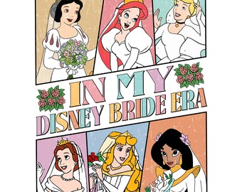 Prinsessabrud PNG SVG, Disneyprinsessor, Retro bruddesign (digital nedladdning)