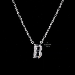 1.26 Carat &#39;B&#39; Initial Pendant Necklace/ Gold & Lab-Grown Diamond/ Personalized Gift for Her/ Alphabet Diamond Necklace/ Anniversary Gift