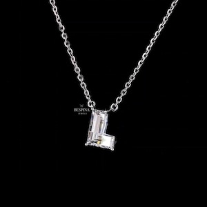 Collar con colgante de inicial "L" de 1,31 quilates/oro y diamante cultivado en laboratorio/regalo personalizado para ella/collar de diamantes con letras del alfabeto/regalo de aniversario