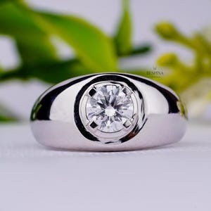 1.0 CT Round Solitaire Diamond Ring 14K Solid Gold Ring Lab Grown Diamond Prong Set Ring For Men&#39;s Engagement Ring Perfect Gift Ring For Him