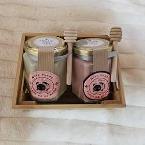 honinggeschenkdoos / roze honing / witte honing / cadeau voor moeder / zoet cadeau / cadeau voor vader / honingpot / uniek cadeau voor moeder / suikerpotten