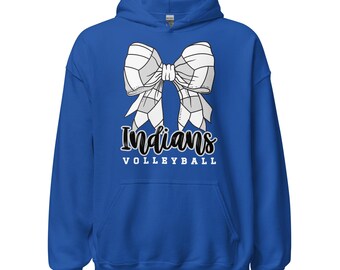 Sudadera unisex para adultos con capucha y lazo de voleibol de los Indios
