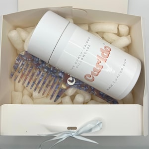 Curly Hair Care Duo -  Curly Hair Gift Set - Made For All Curly Coily Wavy Hair - Includes Satin Pillowcase & Detangle Comb