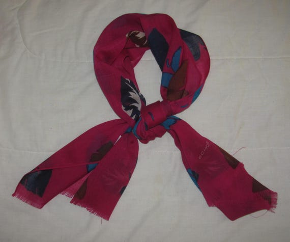 Vintage Echo Wool Scarf/Shawl - Rectangular Pink … - image 9