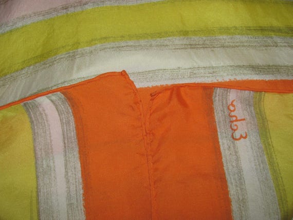 Vintage Echo Rectangular Silk Scarf - Orange, Whi… - image 5