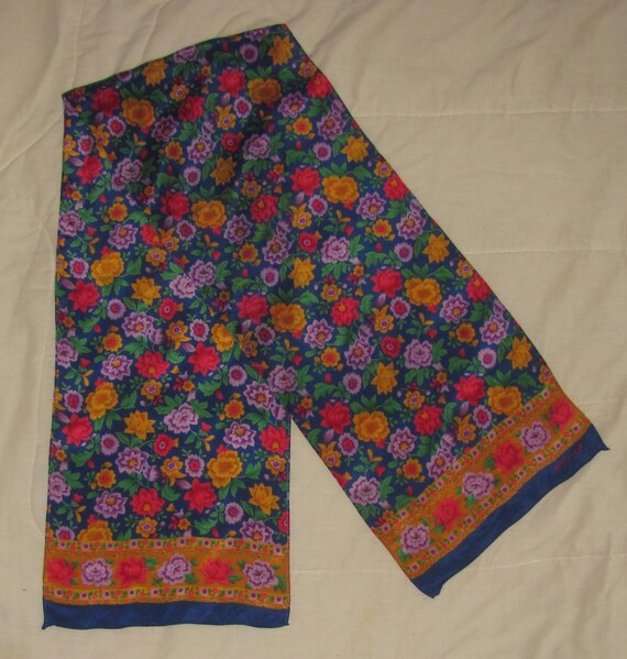 Vintage Rectangular Echo Silk Scarf - Bright Flow… - image 3