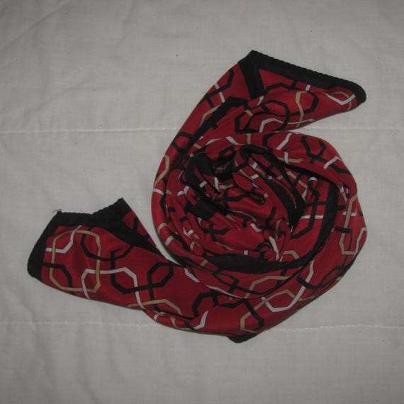 Vintage Echo Rectangular Silk Scarf - Red with Ge… - image 5