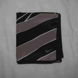 Vintage Rectangular Vera Neumann Scarf - Neutral, Unisex Geometric Stripe Design in Black, Brown and White