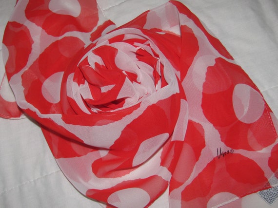 Vintage Vera Neumann Rectangular Sheer Scarf - Wh… - image 1