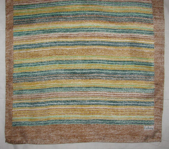 Vintage Echo Rectangular Silk Scarf - Brown with … - image 2